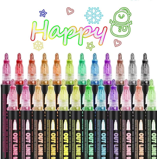 Outline Shimmer Glitter Markers Gel Pens